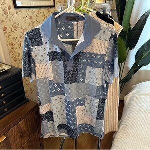 NWT Gfore blue printed polo sz S